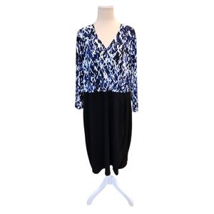 Fashion Bug wrap dress, Royal/black/white 3x